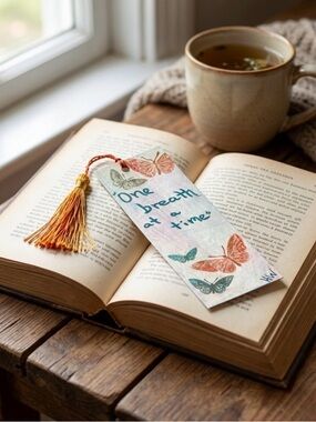 Handcrafted Butterfly Bookmark - Teal & Coral
“One breath at a time”